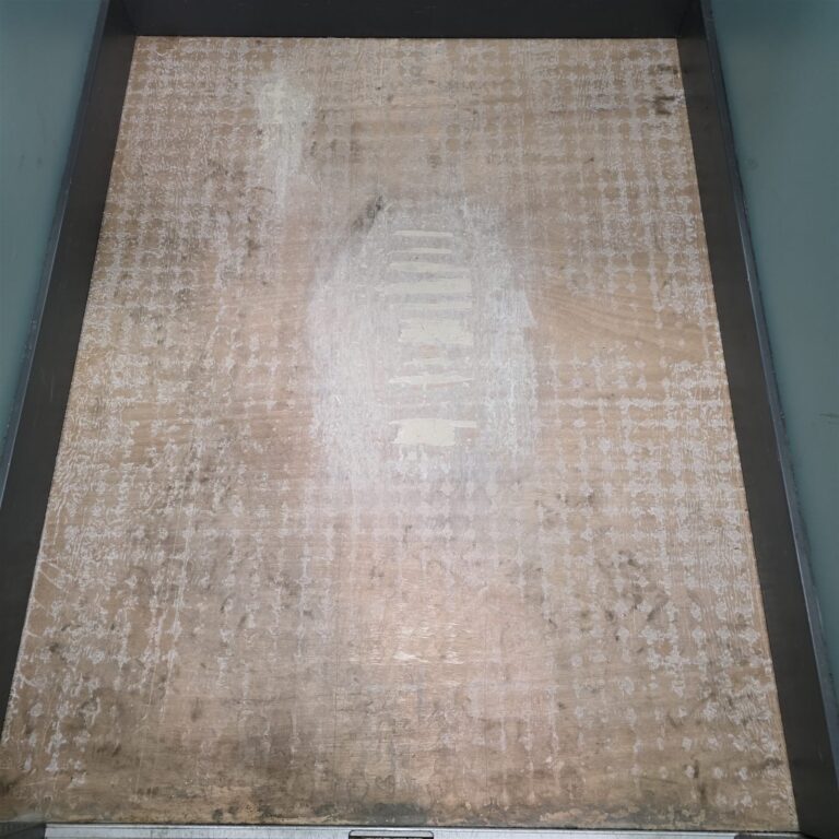 Damaged elevator floor before renewal